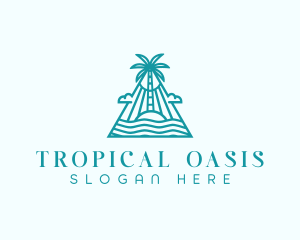 Tropical Island Palm Tree logo design