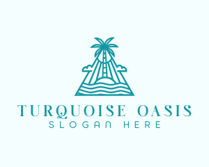 Tropical Island Palm Tree logo design