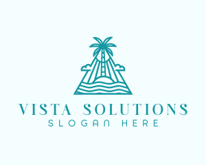 Tropical Island Palm Tree logo design