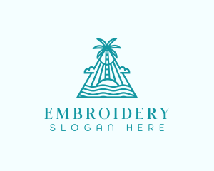 Tropical Island Palm Tree logo design