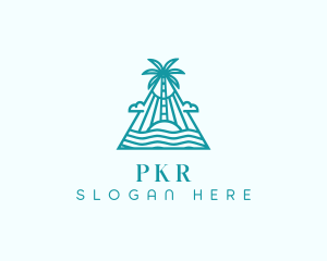 Tropical Island Palm Tree logo design