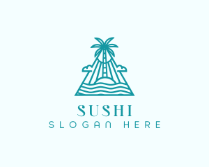 Tropical Island Palm Tree logo design