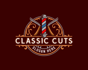 Barber Razor Grooming logo design