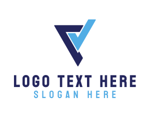Tick - Check Stroke Letter V logo design