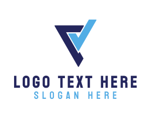 Green Box - Check Stroke Letter V logo design