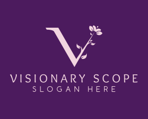 Floral Plant Letter V logo design