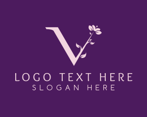 Floral Plant Letter V Logo