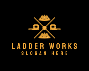 Construction Tape Measure Hard Hat logo design