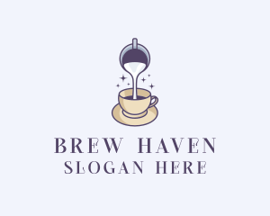 Brew - Milk Coffee Cafe logo design