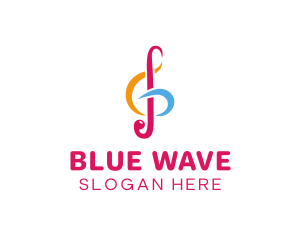 Blues - Musical G Clef Note logo design