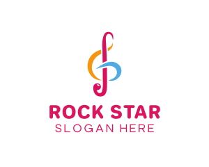 Rock - Musical G Clef Note logo design
