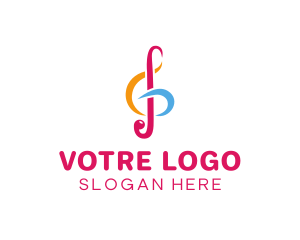 Musical G Clef Note logo design