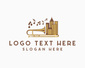 Flugelhorn - Urban Trombone Musical Instrument logo design