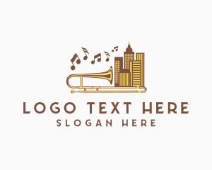 Trombone - Urban Trombone Musical Instrument logo design