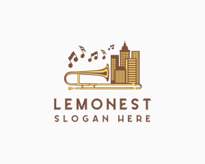 Urban Trombone Musical Instrument Logo