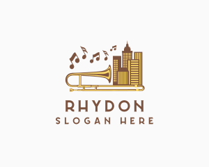 Urban Trombone Musical Instrument Logo