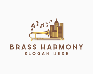 Trombone - Urban Trombone Musical Instrument logo design