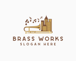 Urban Trombone Musical Instrument logo design