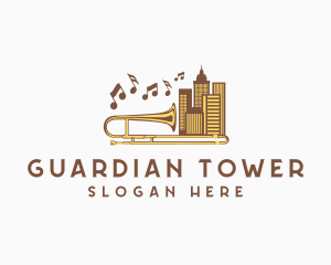 Urban Trombone Musical Instrument logo design