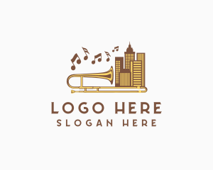 Ornament Frame - Urban Trombone Musical Instrument logo design