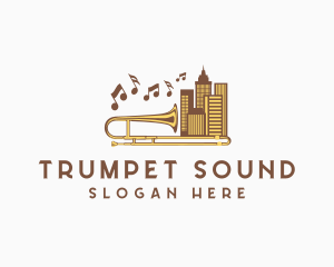 Trumpet - Urban Trombone Musical Instrument logo design