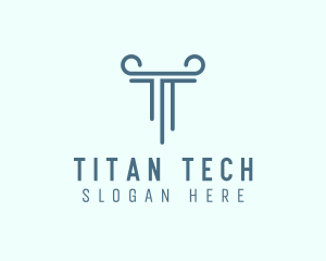 Pillar Column Letter T logo design