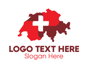 European - Health Cross Switzerland Map logo design