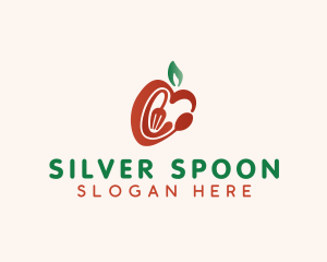 Heart Leaf Spoon & Fork logo design