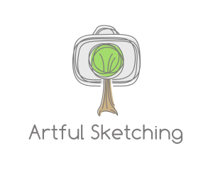 Camera Tree Sketch logo design