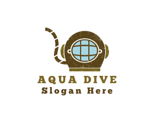 Grunge Scuba Helmet logo design