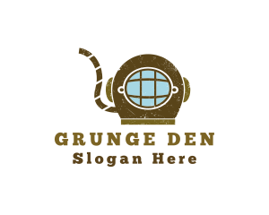Grunge Scuba Helmet logo design