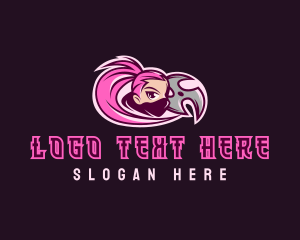 Stealth - Shuriken Blade Ninja Girl logo design