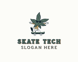 Skateboard Marijuana Weed logo design