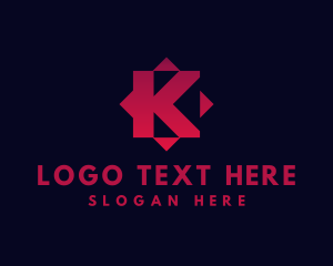 Negative Space - Gradient  Square Letter K logo design