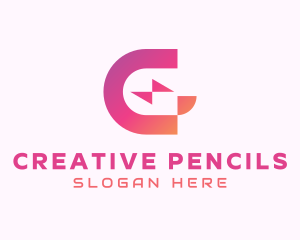 Gradient Bolt Letter C logo design