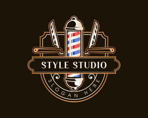 Barbershop Razor Haircut logo design