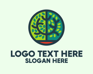 Lumberjack - Green Bush Circle Badge logo design
