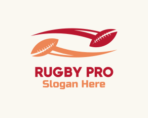 Rugby - Pink Red Football Ball logo design