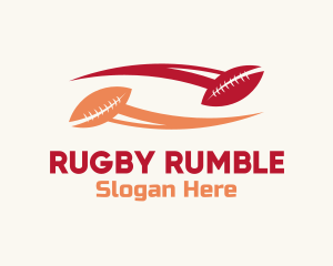 Rugby - Pink Red Football Ball logo design