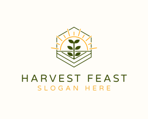 Farm Plant Sunrise logo design