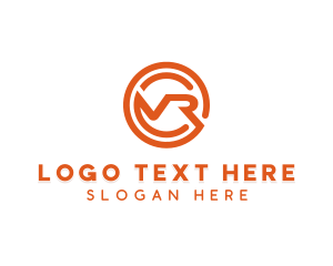 Vr - Orange Modern Letter VR logo design