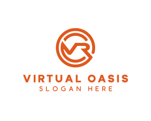 Vr - Orange Modern Letter VR logo design