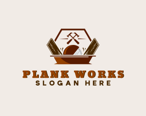 Plank - Hammer Woodworking Carpentry logo design