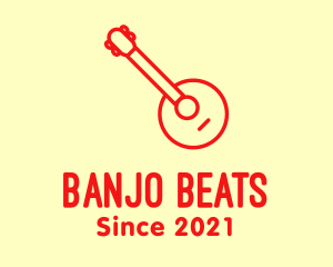 Banjo - Red Banjo Guitar logo design