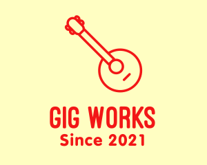 Gig - Red Banjo Guitar logo design