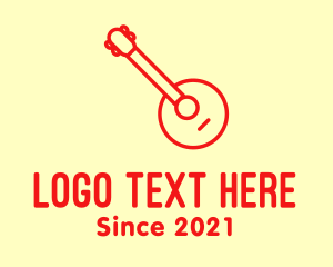 Simplistic - Red Banjo Guitar logo design