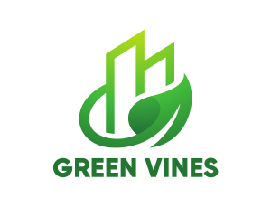 Green Vine Leaf Building  logo design