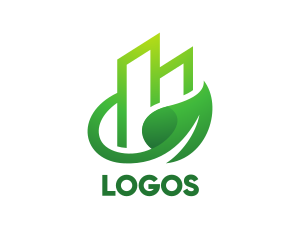 Health - Green Vine Leaf Building logo design
