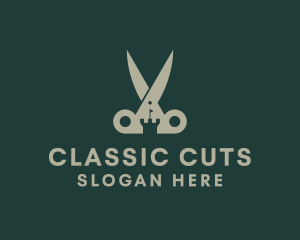 Castle Barber Scissors logo design