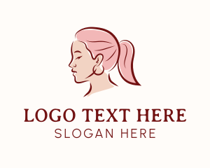 Cosmetology - Pink Hair Woman logo design